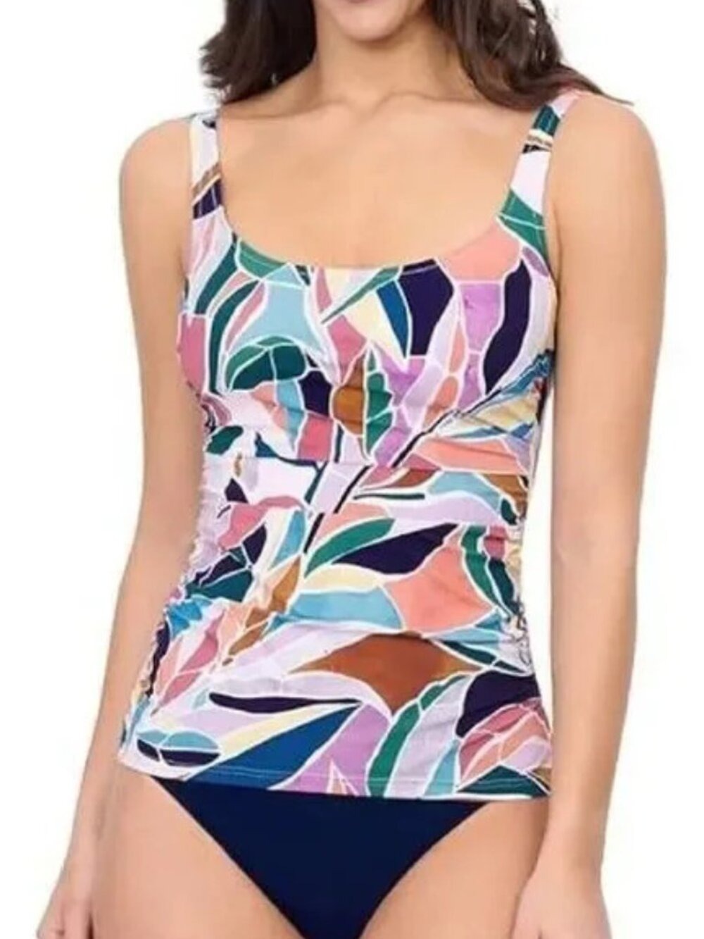 ✨ Profile by Gottex Women's Aura Square Neck D Cup Tankini 34D